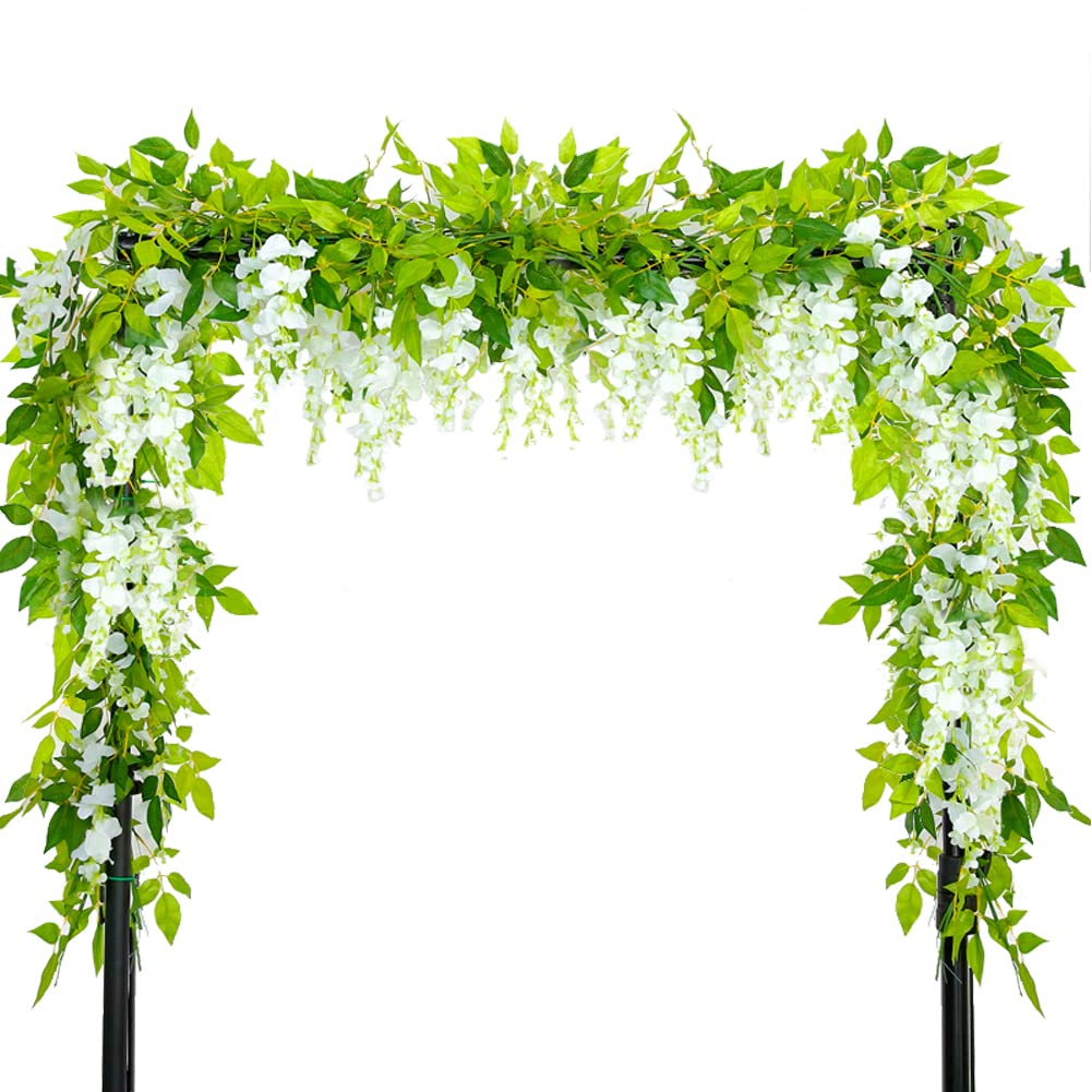 Warmiehomy Wisteria Artificial Flowers 4 Pcs 7 ft Vine Wisteria Trailling Fake Flowers Garlands DIY Flower Decoration for Wedding Party Outdoor Christmas & New Year Decors