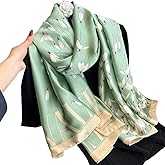 First Choose Silk Feeling Long Satin Scarf Fashion Beach Scarf Shawl Check Style Sunscreen Shawls Wraps-Lightweight Pattern
