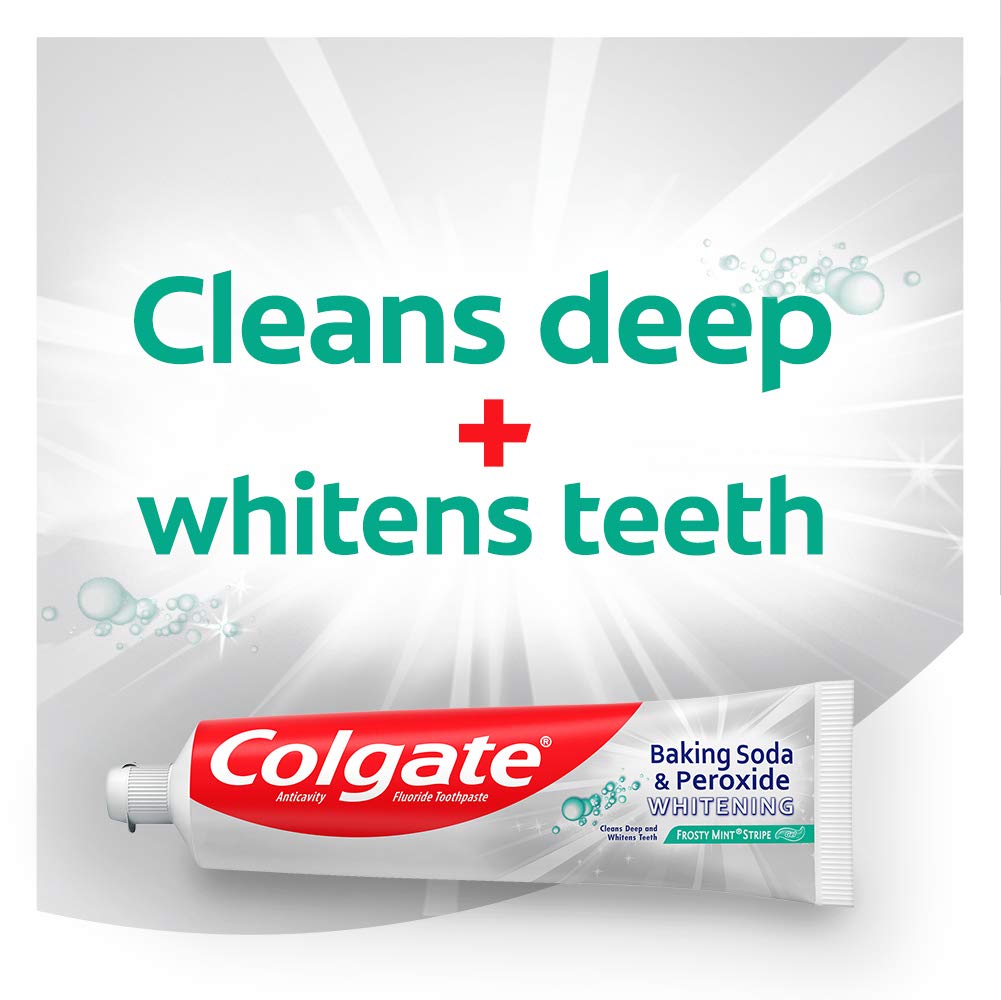 Colgate Peroxide and Baking Soda Toothpaste with Fluoride for Teeth Whitening and Stain Removal, Frosty Mint - 6 ounce (6 Pack) : Beauty