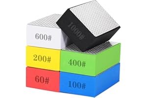 UEYGHEP 6-Pack Hand Polishing Pads for Glass, Wood, Stone, Marble, Ceramics - 60/100/200/400/600/1000 Grit