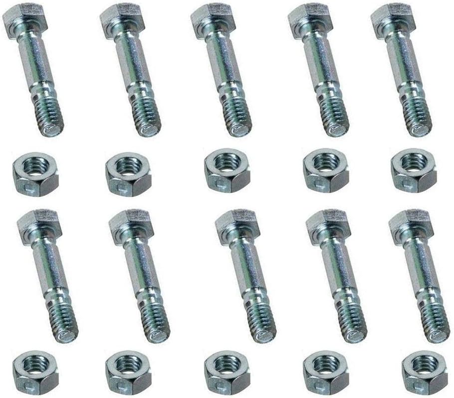 Poagavgs Pro-Parts 10PK Shear Pins and Nuts for Ariens 52100100 Snowblower