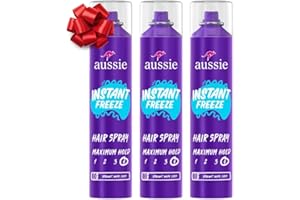 Aussie Instant Freeze Hair Spray for Extreme Hold, Infused with Jojoba Oil & Sea Kelp, Long-Lasting All-Day Hold, Fresh Citrus Scent, Safe for All Hair Types, 10 Fl Oz, 3 Pack