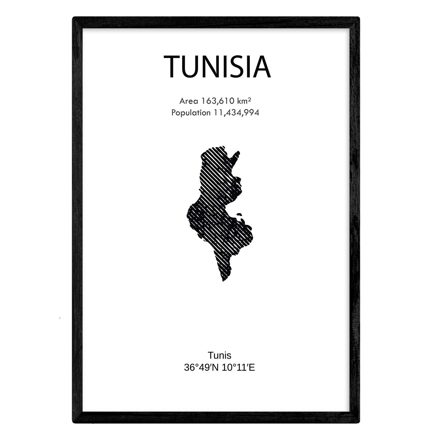 Nacnic Poster of Tunisia. Sheets of countries and continents. A4 size
