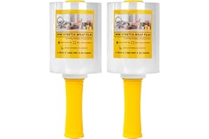 IONCAT Mini Stretch Wrap Film Roll, Clear Plastic Wrap for Moving, Industrial Shrink Wrap for Packing Boxes Furniture and Pallet Wrap, Self-Adhering, Heavy Duty, 80 Gauge, 5” X 1000 Ft, 2 Pack with Handle
