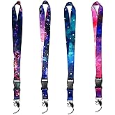 ZMD 4Pcs Starry Sky Neck Lanyards for Keys,Space Lanyards for Id Badges Release Buckle Detachable Key Holder for Women Men