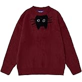 Aelfric Eden Sweaters Cute Black Cat Sweater Soft Warm Knitted Graphic Pullover Casual Long Sleeve Trendy Tops