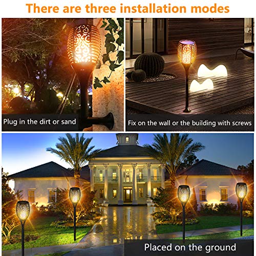 Solar Torch Lights Upgraded 42.4 Inch Flickering Flames Solar Lights Outdoor Landscape Decoration Lighting Dusk to Dawn Waterproof IP65 Security Garden Lights for Patio Pathway Driveway(2) (Yellow)