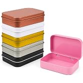 LJY 6 Hinged Metal Tins, 6 Colors, 3.7 x 2.4 x 0.9 in for Sewing Notions | Small dry gifts and notes for diy gift box; supports inventory group grouping and storage