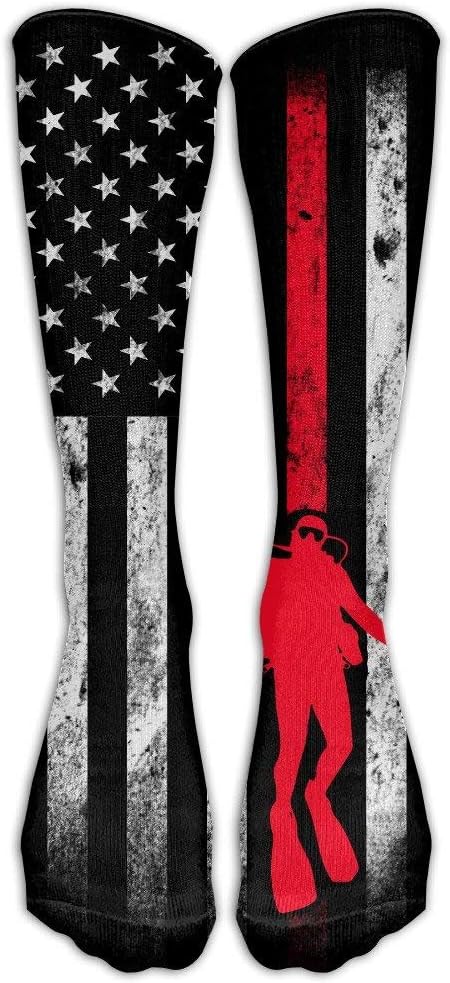 FUNINDIY American Flag Scuba Diving Casual Unisex Sock High Socks Crew Socks