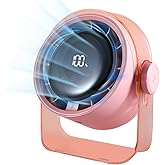 VAVOFO Desk Fan, Small Quiet LED Display Portable USB Fan, 180°Tilt, 100 Speeds, 5 Modes, Rechargeable 3600mAh Battery Operated Table Fans For Office, Bedroom, Outdoor(PINK)