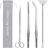 Aquarium Aquascape Tools Kit, Long 15 Inch Stainless Steel Aquatic Plants Tools, 4 in 1 Anti-Rust Aquascaping Tweezers Scissors Spatula Scrapers Tool Set for Fish Tank Cleaning Plant Trimming Shears