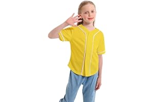 Mowbeat Boys Baseball Jersey Kids Short Sleeve Girls Hip Hop T Shirts Toddler Sport Button Down Jersey Shirt