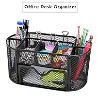 EsOfficce Desk Organizer, Office Drawer Organizer, Two-Layer 9 Grade Mesh Desk Organizer,Desk Drawer Organizer for Home Office and School,8.66 X 4.33 X 4.13 Inch,Black