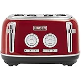 Haden Dorset 75040 Stainless Steel 1500W Retro Toaster 4 Slice Wide Slot w/Removable Crumb Tray and Settings, Red Toasters w/