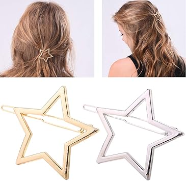 Lot De 2 Barrettes à Cheveux Doré Argent Pour Femme Et