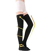 TOFLY® Thigh High Compression Socks for Women & Men, Closed Toe 15-20mmHg Graduated Medical Compression Stockings with Silicone Band, Opaque Support Stockings for Varicose Veins, Edema, DVT,Black XL