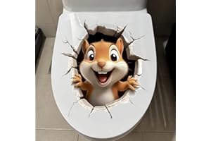 1pcs 3D Squirrel Toilet Decal - Self-Adhesive Waterproof Removable Animal Bathroom & Door Wall Sticker, Creative Funny Toilet