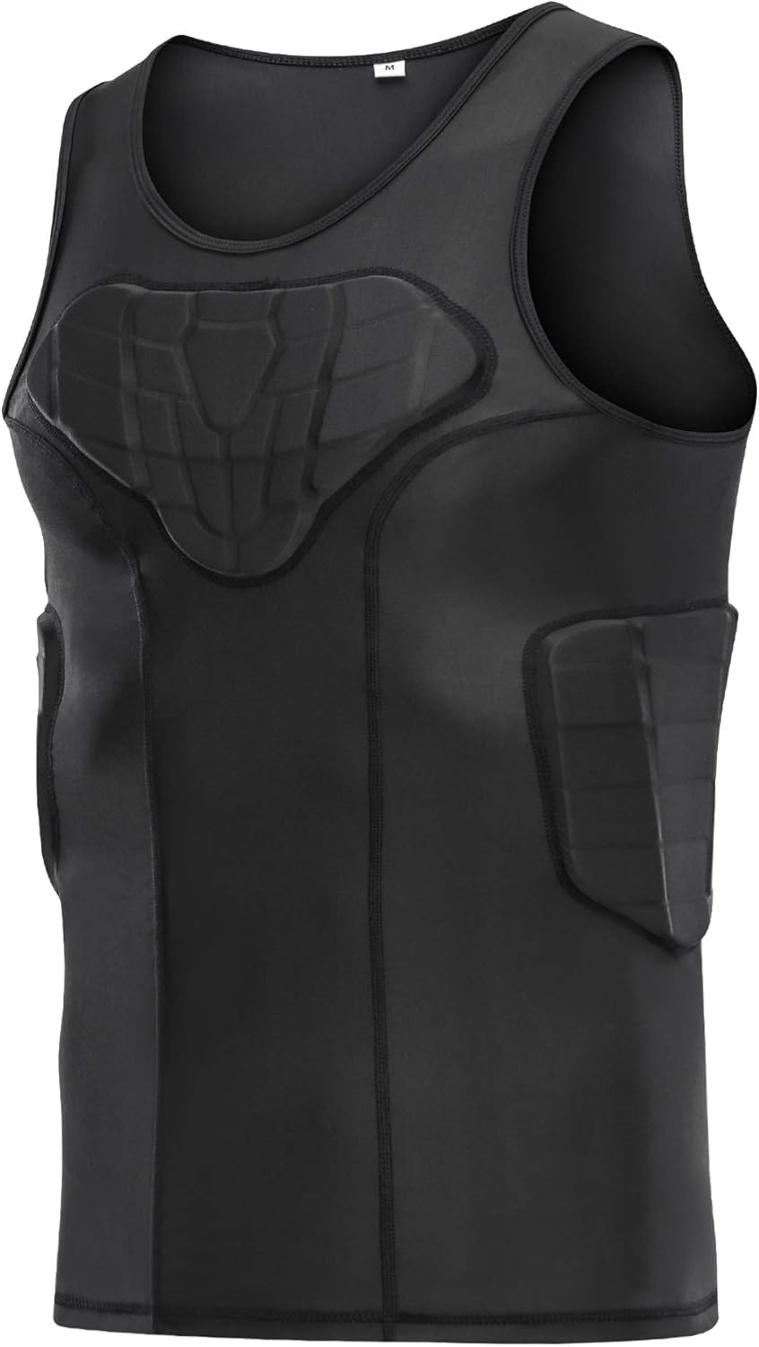 TUOY Men's Padded Quick Dry Vest with 4 Protective Shield Pad for Chest Ribs Back Protect Black : Sports & Outdoors