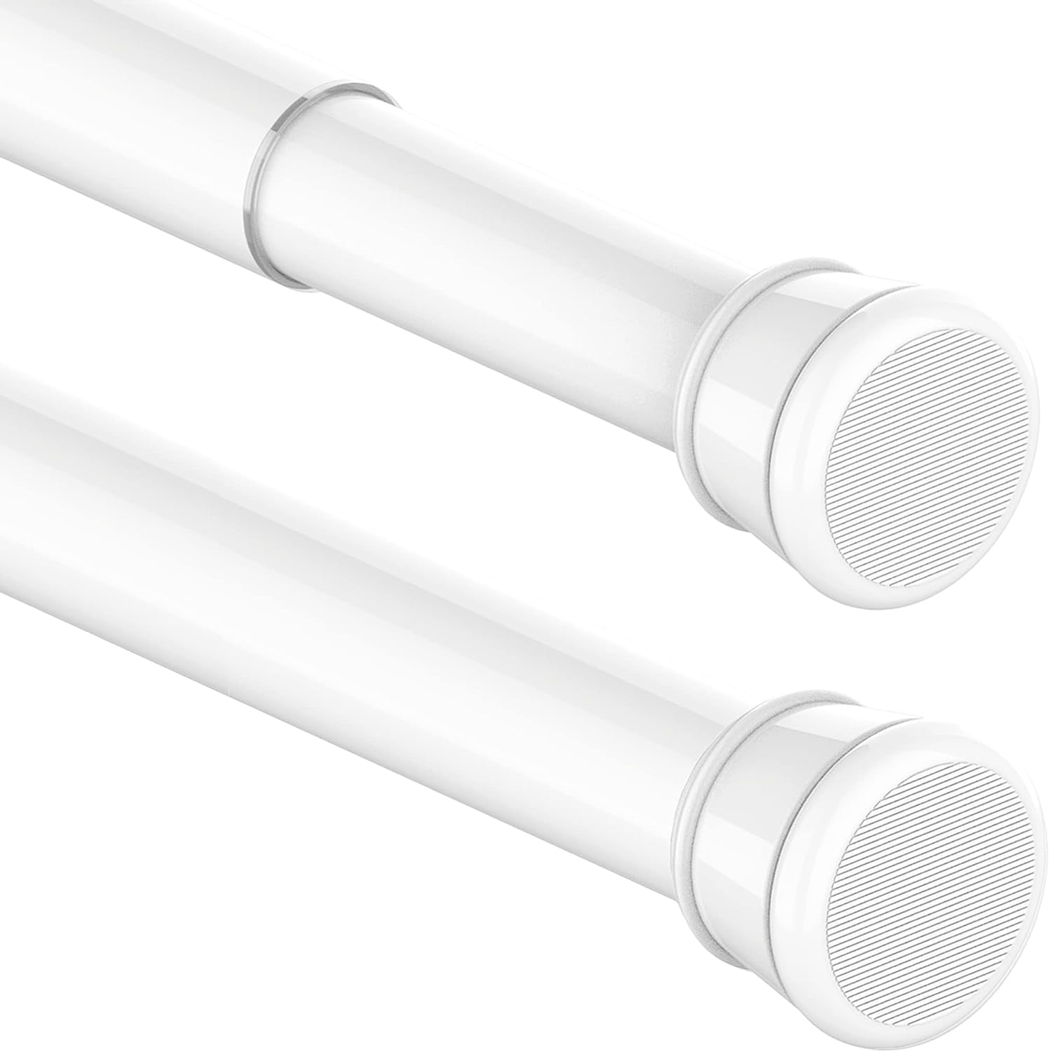 1PC Shower Curtain Pole Extendable No Drill Tension Rods for Curtains Extendable Curtain Poles Shower Curtain Railfor Bathroom, Window, Door, Wardrobe, 66-90CM/25.98-35.43Inch(Diameter:25mm) White