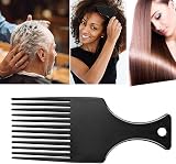 Lanjue 3 Sizes Afro Combs Set Black Plastic Hair Comb Wide Tooth Pick view 6