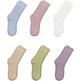 Sakusock Kids Thin Rayon Bamboo School Crew Socks Uniform Dress Boys/Girls Soft Youth Socks 6 Pairs