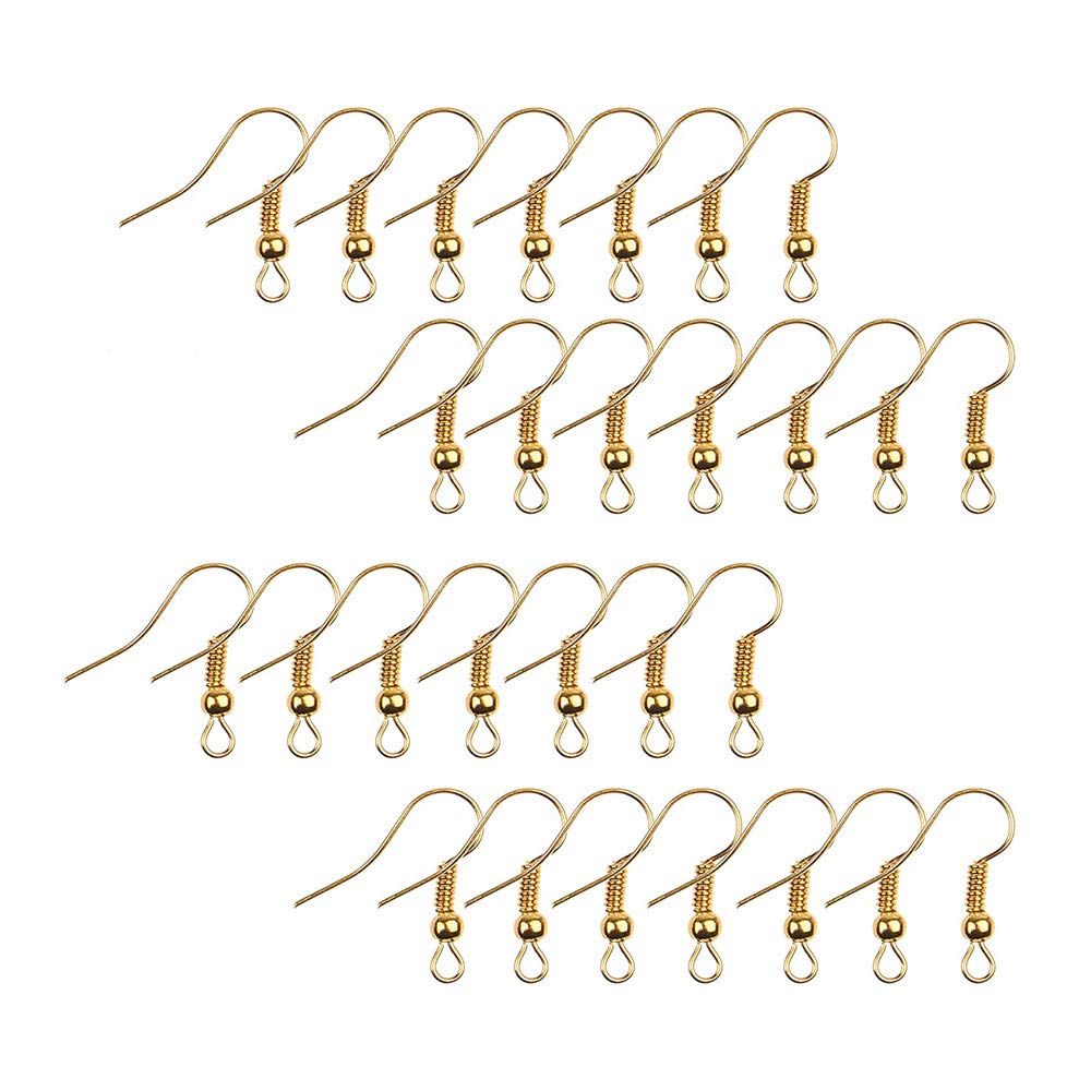 YANGWEN 100 pcs K Gold Earring Hooks, Earring Hooks Gold Plated with Clear 100pcs Earring Safety Backs for Jewellery Making DIY