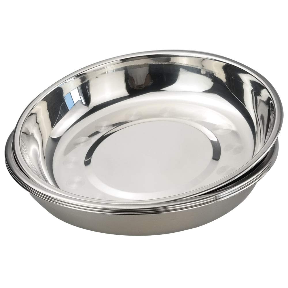 Hokky Set of 4 Stainless Steel Round Plate, Dinner Plate Set