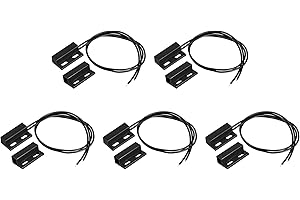 uxcell Wired Door Contact Window Sensor NC Surface Mount Magnetic Reed Switch Black 5 Pcs