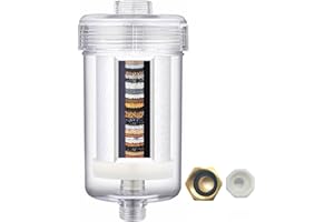 DR. LAWATER 1 Micron High Density Washing Machine Filter, Washer Water Filter System, For Washing Machine, Heater, RV, > 99.5% Removes Chlorine Fluorine,Heavy Metals,Odor, Reusable ACF Shower Filter