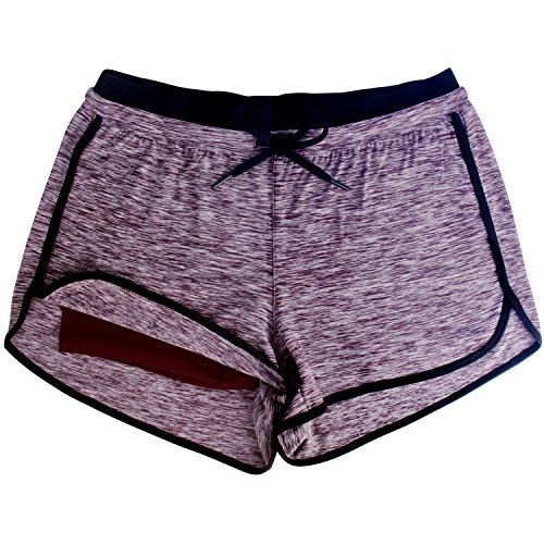 image for RIBOOM Women Workout Fitness Running Shorts, Double Layer Elastic Wais