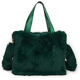 Extolove Fluffy Tote Bag Faux Fur Bag Winter Furry Purse for Women Top Handle Fuzzy Tote Bag Fur Crossbody Handbag