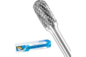 ASIEG TOOL SC-3 Tungsten Carbide Burr Rotary File Cylindrical Ball Nose End Shape Double Cut for Die Grinder Drill Bits 1/4'' Inch Diameter of Shank and 3/8'' Inch Diameter of Cutter 3/4'' Inch Cutter Length