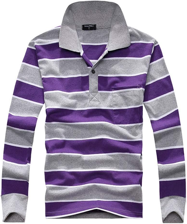 ZBSPORT Mens Business Work Cotton Polo T Shirt Long Sleeve Pique Casual Golf Top