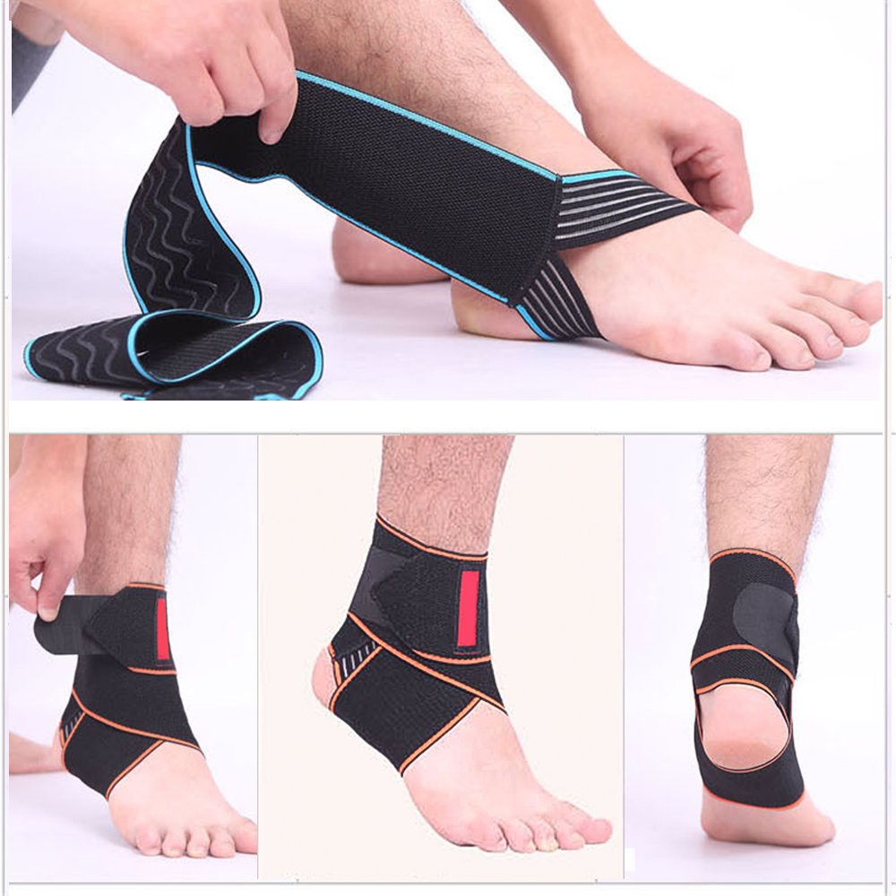 Breathable Ankle Support, eNilecor Adjustable Ankle Brace Elastic Foot Straps Support for Running, Football, Achilles Tendon Pain Support, Arthritic Pain Relief, Protection Against Reinjury (Blue)