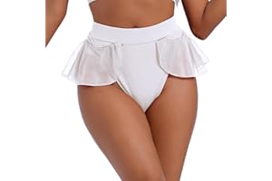 FYMNSI Women's Ruffle High Waisted Yoga Shorts Booty Hot Panties Butt Lifting Short Workout Gym Dance Shorts Clubwear
