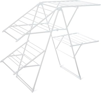 Tendedero Plegable de Metal de 4 alas, 155 x 60 x 126 cm, Color Blanco