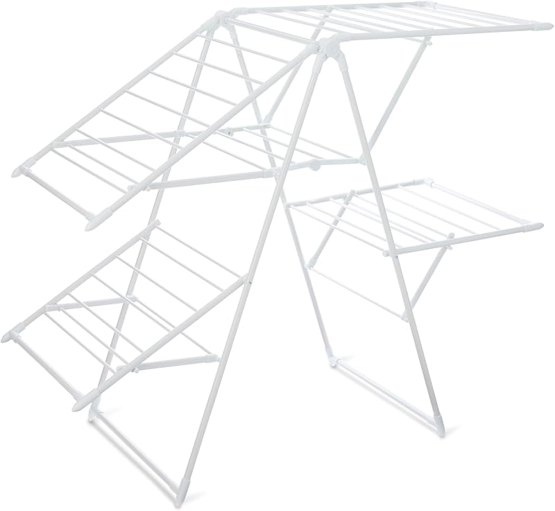 Wäscheständer aus Metall, 4 Flügel, faltbar, 155 x 60 x 126 cm, Weiß