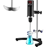 Crispaire Electric Overhead Stirrer Max.40L LCD Digital Lab Mixer 10000mPa.s Time and Speed Adjustable Stirring Rod Included 100-2000RPM 120W