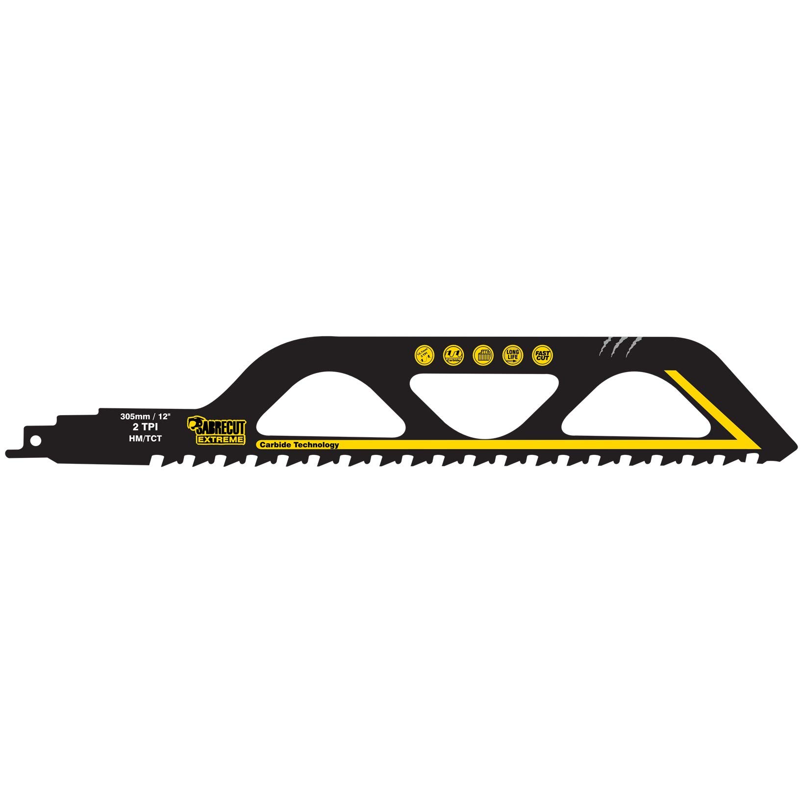 1 x SabreCut SCRS1243HM Tungsten Carbide 305mm 2 TPI S1243HM Medium Bricks Poroton Fibre Cement Concrete Straight Cutting Reciprocating Sabre Saw