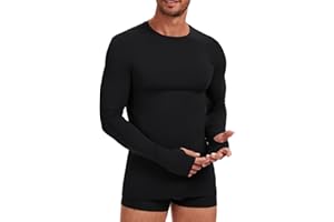 Tfovorlein Mens Thermal Tops Long Sleeve Fleece Lined Baselayer Undershirt for Winter Cold Weather with Thumb Holes