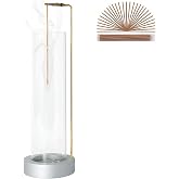 Incense Holder for Sticks, Anti-Ash Flying Incense Burner with 30 Incense Sticks, Detachable Glass Ash Catcher