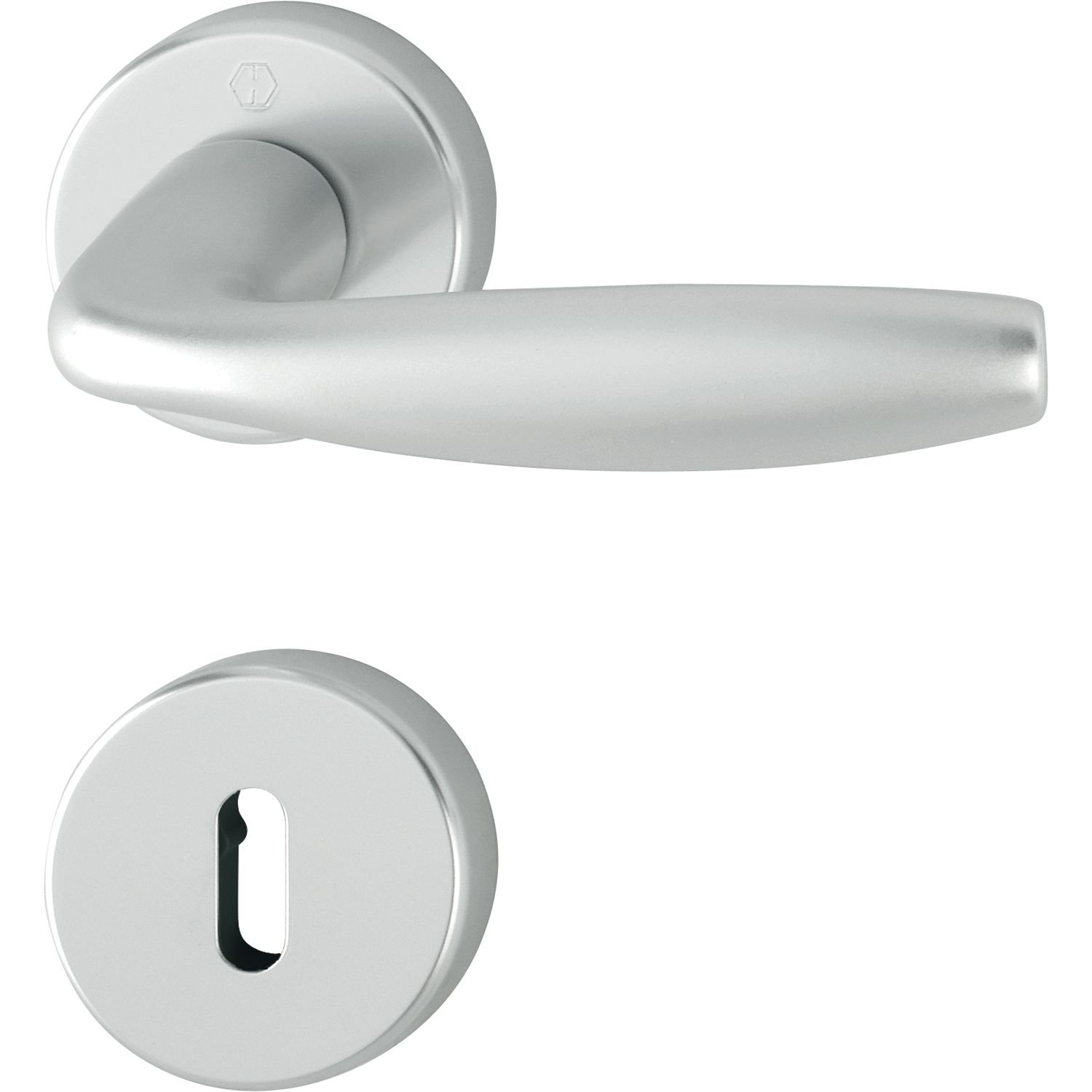 Hoppe Door Handle Set with Rosette BB New York Deadlock – Silver Anodised Aluminium – 3369858