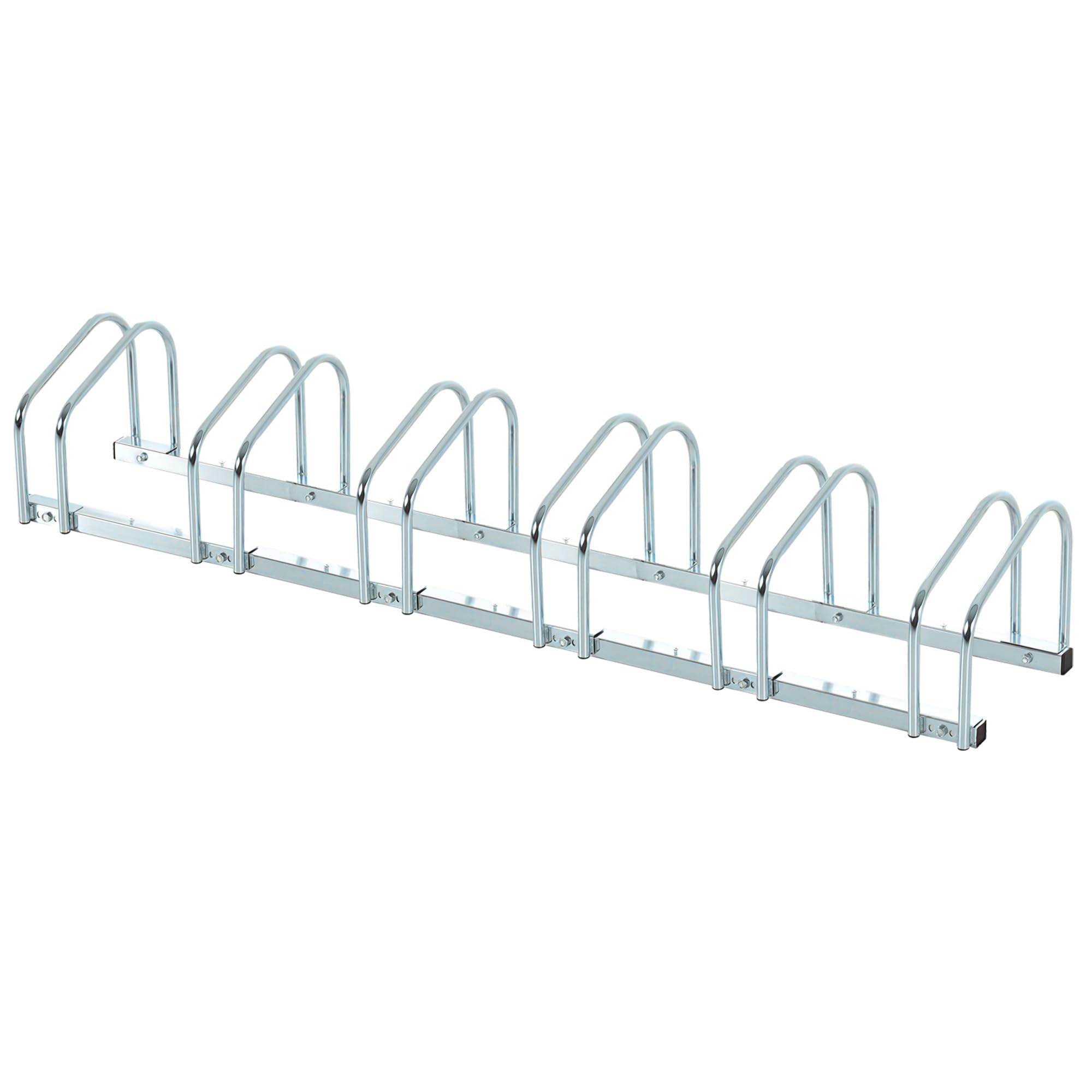 HOMCOM Bike Stand Parking Rack Floor or Wall Mount Bicycle Cycle Storage Locking Stand 179L x 33W x 27H (6 Racks, Silver)