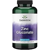 Swanson Zinc Gluconate - Mineral Supplement Promoting Prostate Health, Vision Health, & Immune Support - Gluconate Form for Optimal Absorption - (250 Capsules, 50mg Each)