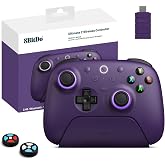 8Bitdo Ultimate 2 Wireless 2.4G Controller (Purple) | For Windows PC, Apple, Steam &amp; Android, TMR Joystick, Star-Ring RGB Lights, Adjustable Trigger Locks, Charging Dock Included