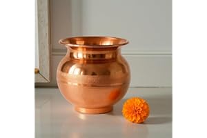 ECOPLUS HANDICRAFT Copper Puja Lota Surya Arghya Kalash Diwali Navratri Pooja Daily Shivling Jalabhishek Lota Traditional Sil