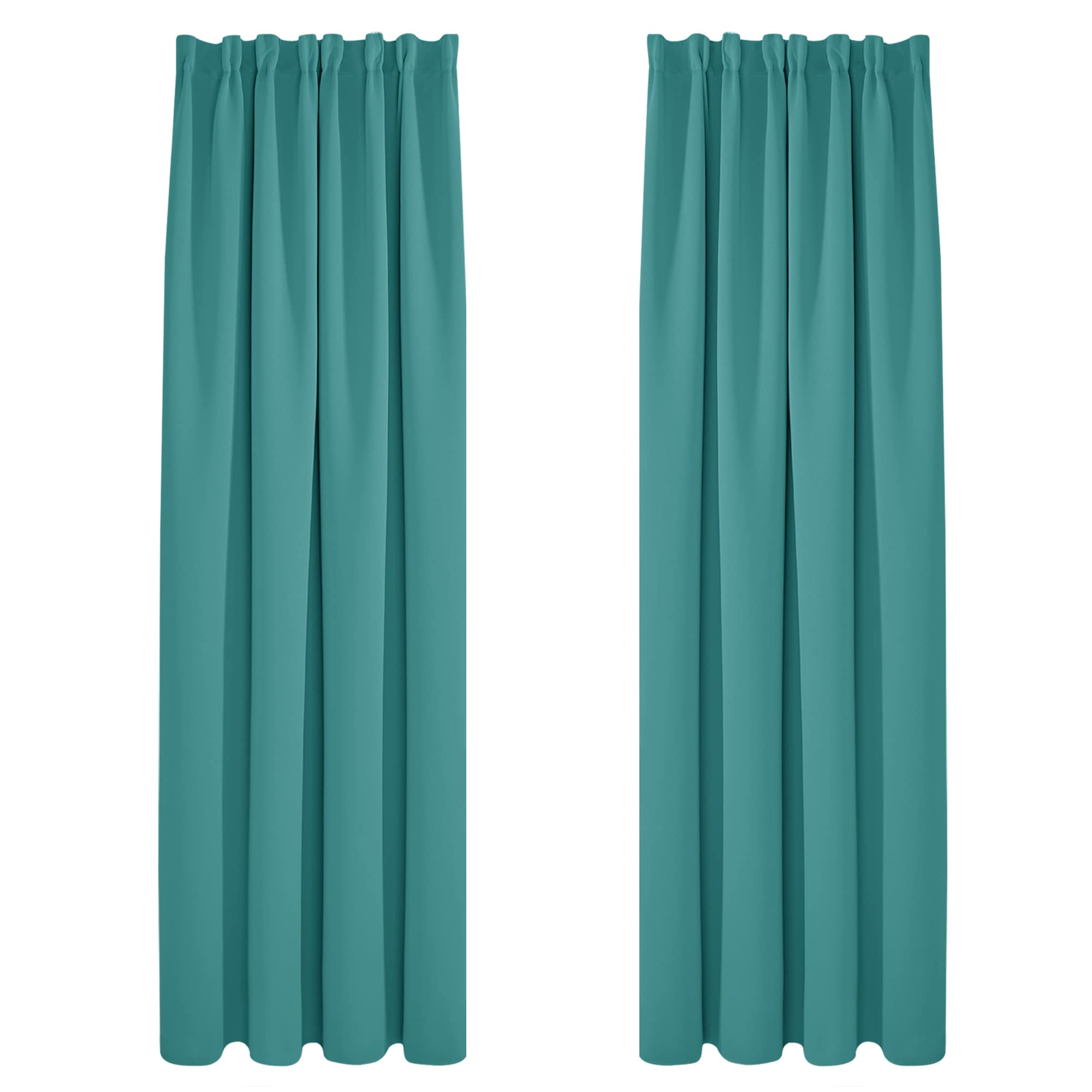 Deconovo Home Decoration Thermal Insulated Blackout Curtains Pencil Pleat Curtains for Kids Turquoise W55 x L87 Inch 2 Panels