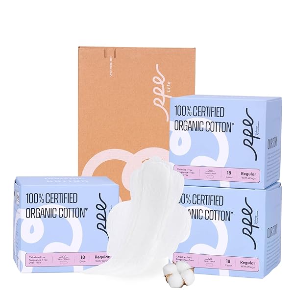 100% ORGANIC PADS FOR WOMEN 54CT, ULTRA THIN...