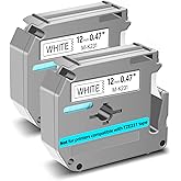 GREENCYCLE 2 Pack Compatible for Brother Ptouch M Tape M-K231S M-K231 M231 MK231 M-231 12mm 0.47 mk231 Label Tape White for Brother PTouch PT-M95 PT-65 PT-80 PT-70 PT-45 PT-90 Label Maker Refills