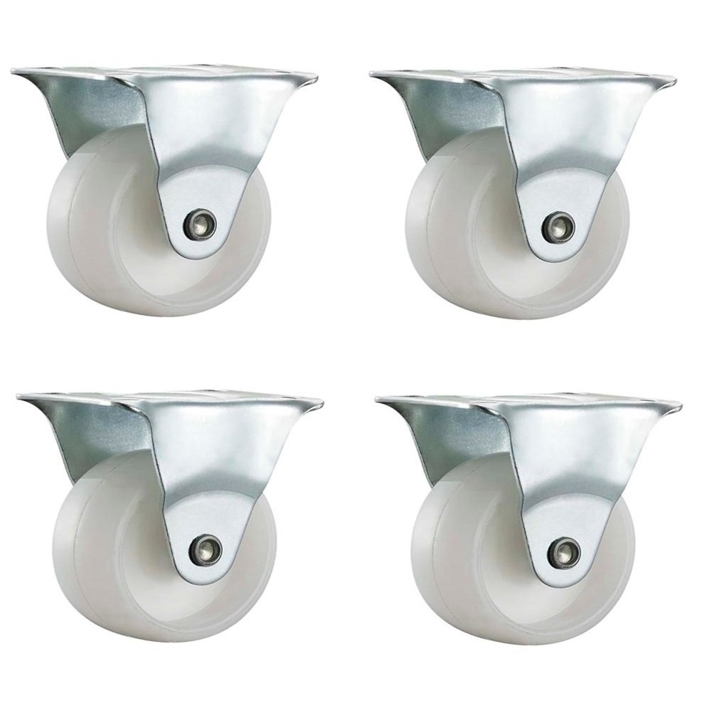 Qty. 4 x 40mm Nylon Fixed Castors - Furniture, Appliance & Equipment Small Wheels by Bulldog Castors - Max 100Kg Per Set